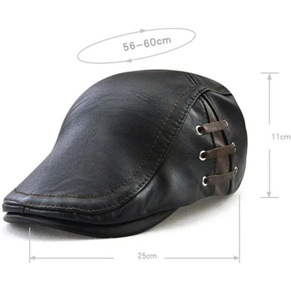 New Men's Leather Newsboy Cap Ivy Gatsby Flat Golf Driving Hunting Hat - Picture 4 of 7